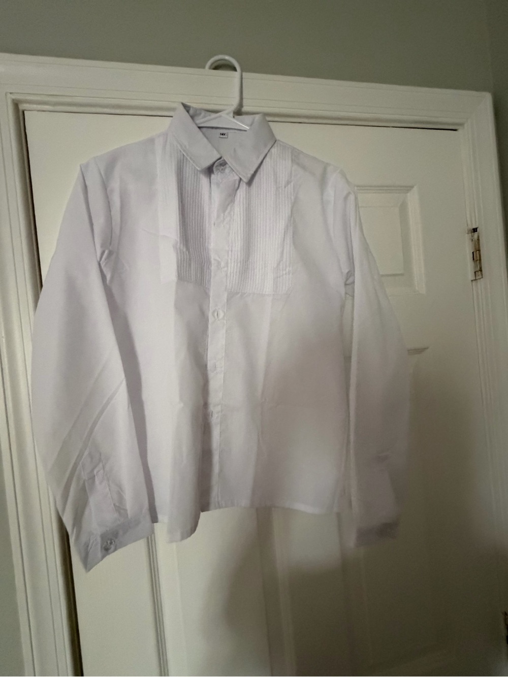 Classic White Tuxedo Style Button-Up Shirt - Size 14Y